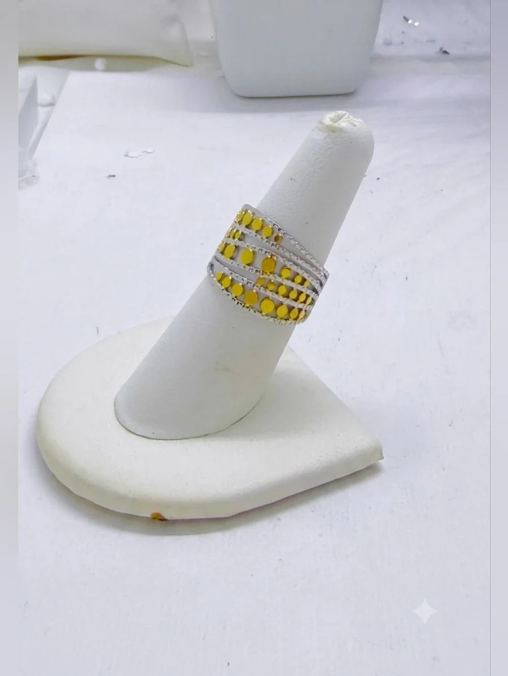 Two Tone Silver Gold Statement Ring Layered Band Adjustable Size